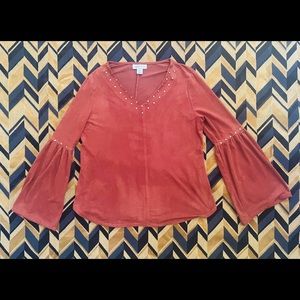 Style Co Studded Faux-Suede Top Rich Auburn - PM